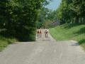 The lead group of Alan Darby, Tim Chilton, Walter Lay (and Tracy Barnes behind him on the tandem), and Don Feeney take up the lane on the narrow, undulating Benson Road in Anderson County, a real <i>Runge road</i> if there ever was one.